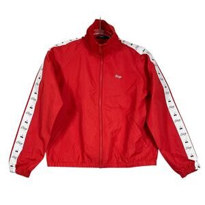 Women’s Obey Worldwide Cherry Windbreaker Full Zip Jacket Red Lightweight Coat
